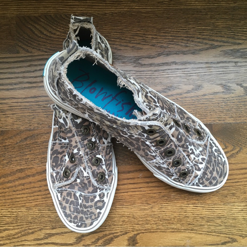 Blowfish of Malibu Animal Print Distressed Sneakers Excellent Condition